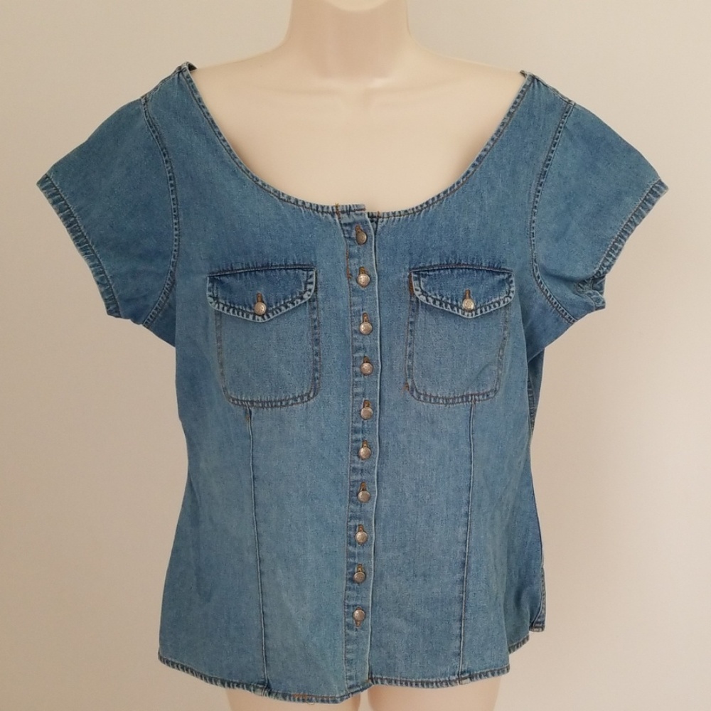 NY Line Denim Blue Jean Tank Top 100% Cotton - Picture 7 of 7